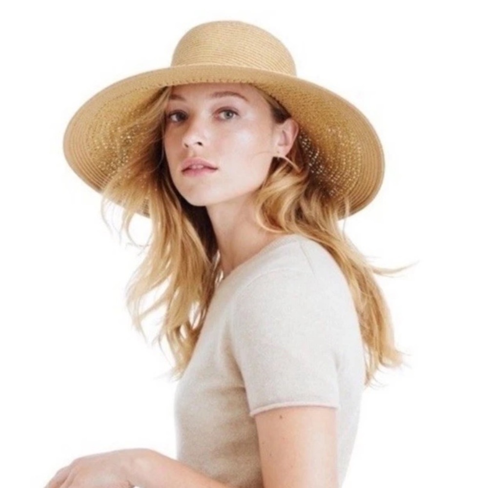 J.CREW Factory 100% Paper Straw Floppy Garden Sun Hat One SZ Khaki Bohemian NEW